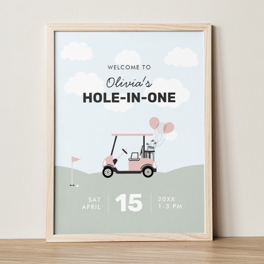 Girls' Hole-in-One Golf 1e verjaardag welkomstbord Poster