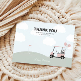 Girls' Hole-in-One Pink Golf 1e verjaardag Bedankkaart