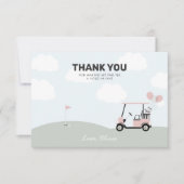 Girls' Hole-in-One Pink Golf 1e verjaardag Bedankkaart (Voorkant)