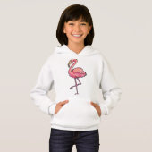 Girl's Hooded Pullover - Flamingo (Voorkant volledig)