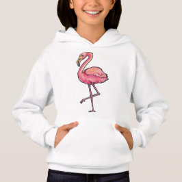 Girl's Hooded Pullover - Flamingo