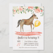 Girls Horse Birthday Party Invitation Kaart (Voorkant)