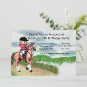 Girl's Horse Birthday Party Kaart (Staand voorkant)