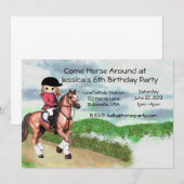 Girl's Horse Birthday Party Kaart (Voorkant / Achterkant)