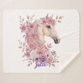 Girls Horse Pastel Sherpa Blanket Deken