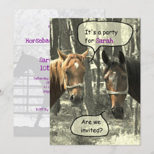 Girls Horseback Party Birthday Invitation Kaart