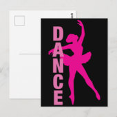 Girls Hot Pink Ballerina Dance Briefkaart (Voorkant / Achterkant)