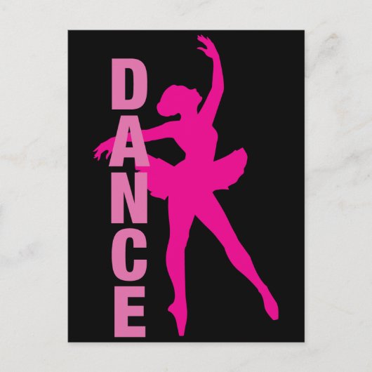 Girls Hot Pink Ballerina Dance Briefkaart (Voorkant)