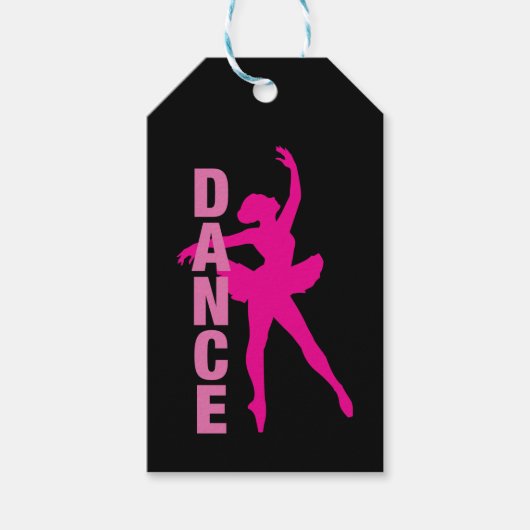 Girls Hot Pink Ballerina Dance Cadeaulabel (Voorkant)