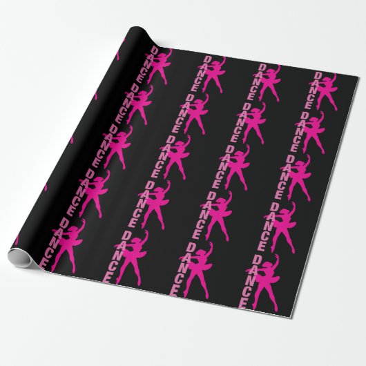 Girls Hot Pink Ballerina Dance Cadeaupapier (Uitgerold)