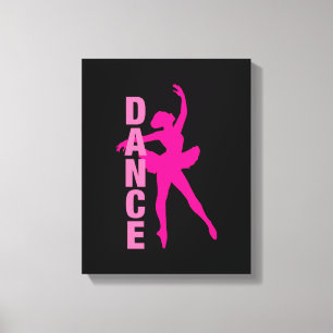 Girls Hot Pink Ballerina Dance Canvas Afdruk