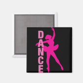 Girls Hot Pink Ballerina Dance Magneet (Voorkant / Achterkant)