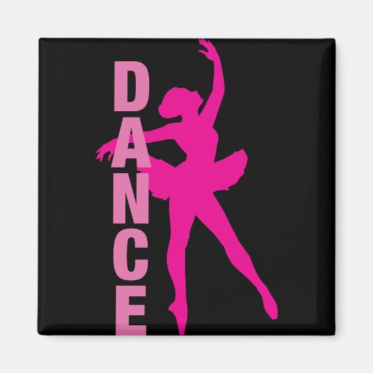 Girls Hot Pink Ballerina Dance Magneet (Voorkant)