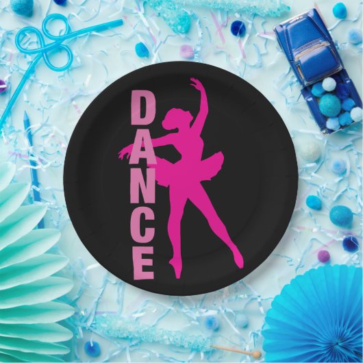 Girls Hot Pink Ballerina Dance Papieren Bordje (Feest)