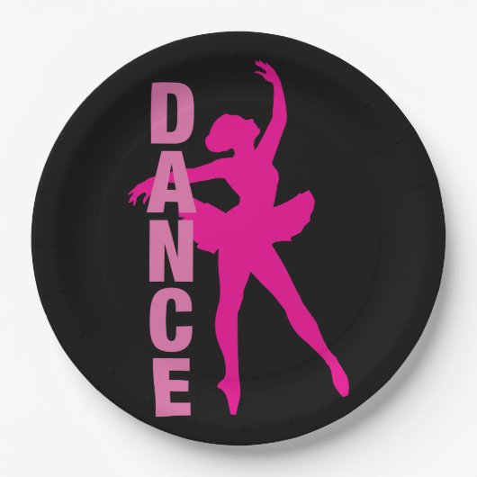 Girls Hot Pink Ballerina Dance Papieren Bordje (Voorkant)