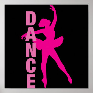 Girls Hot Pink Ballerina Dance Poster