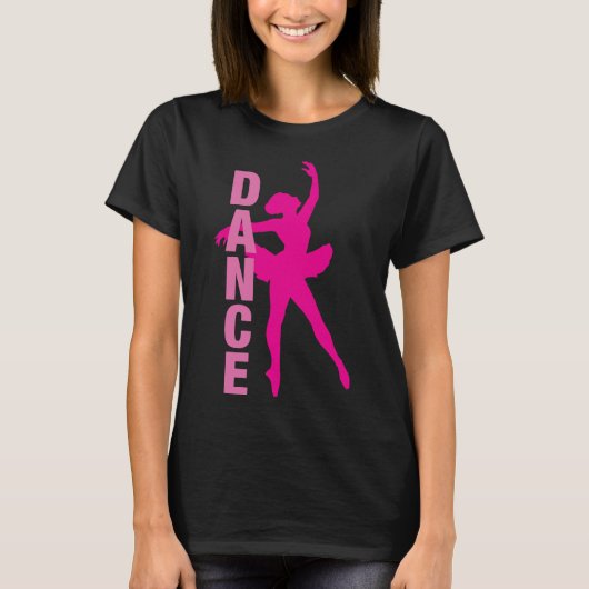 Girls Hot Pink Ballerina Dance T-shirt (Voorkant)