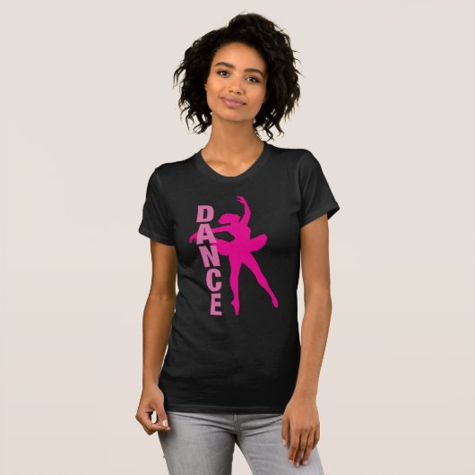 Girls Hot Pink Ballerina Dance T-shirt (Voorkant volledig)