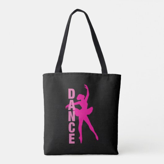 Girls Hot Pink Ballerina Dance Tote Bag (Achterkant)