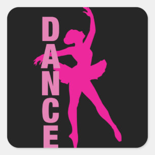 Girls Hot Pink Ballerina Dance Vierkante Sticker