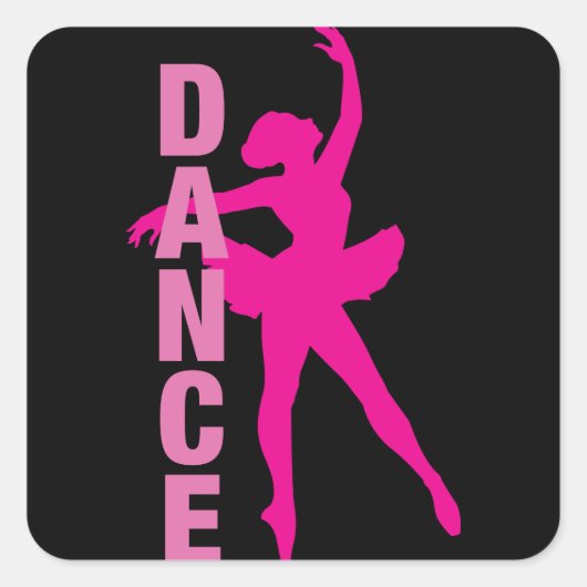 Girls Hot Pink Ballerina Dance Vierkante Sticker (Voorkant)
