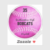 girls hot pink softball custom team name sticker (Vel)