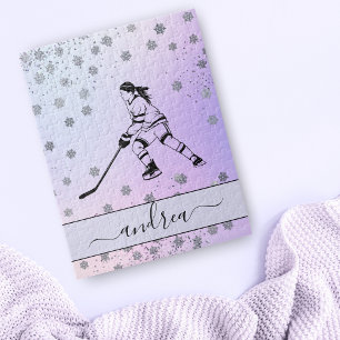 Girls Ice Hockey Colorful Ombre Snowflake Pattern Legpuzzel