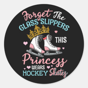 Girls Ice Hockey This Princess Wears Hockey Skates Ronde Sticker