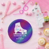 Girls Ice Skating Birthday Neon Papieren Bordje (Feest)