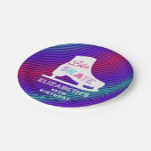 Girls Ice Skating Birthday Neon Papieren Bordje (Gekanteld)