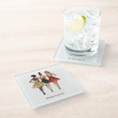 Girls in Glam Gold Black Red Dresses Glazen Onderzetter (Schuin)