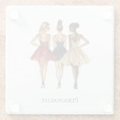 Girls in Glam Gold Black Red Dresses Glazen Onderzetter (Achterkant)