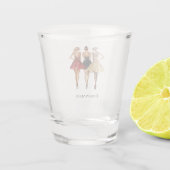 Girls in Glam Gold Black Red Dresses Shot Glas (Achterkant)