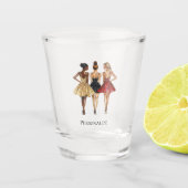 Girls in Glam Gold Black Red Dresses Shot Glas (Voorkant)