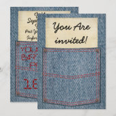 Girls Jeans Pocket Birthday Party Invitations Kaart (Voorkant / Achterkant)