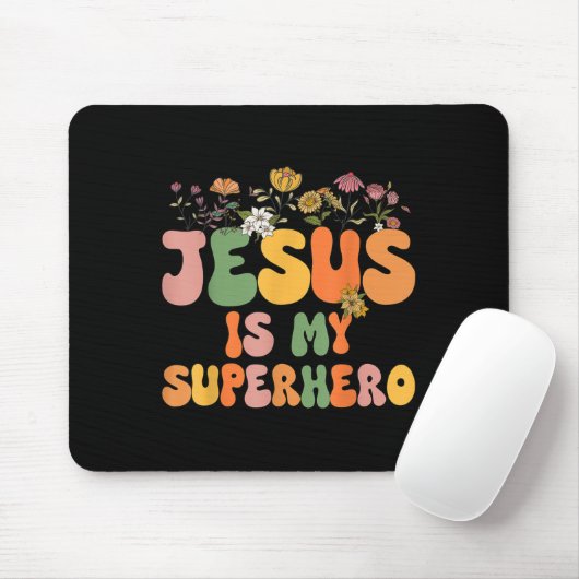Girls Jesus Is My Superhero Christian Sister God T Muismat (Met muis)