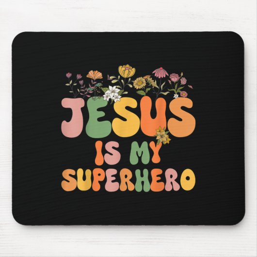 Girls Jesus Is My Superhero Christian Sister God T Muismat (Voorkant)