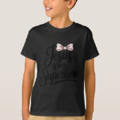 Girls Jesus Is My Superhero Christian Toddler Sist T-shirt (Voorkant)