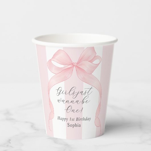 Girls Just Wanna Be One 1st Birthday Papieren Bekers (Voorkant)