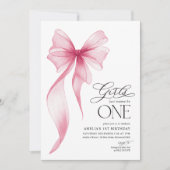 Girls just wanna be ONE 1st Birthday Pink Bow Kaart (Voorkant)