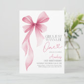 Girls just wanna be ONE! 1st Birthday Pink Bow Kaart (Staand voorkant)