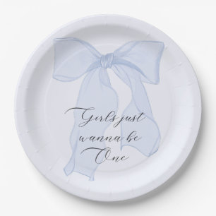 Girls Just Wanna Be One Blue Bow Paper Bord