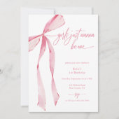 Girls Just Wanna Be One Bow Foto Eerste Verjaardag Kaart (Voorkant)