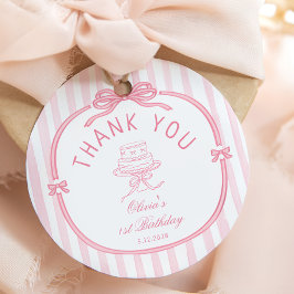 Girls Just Wanna be One Pink Bow Thank You Bedankjes Labels