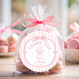 Girls Just Wanna be One Pink Bow Thank You  Ronde Sticker