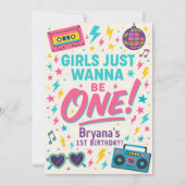 Girls just wanna be ONE Pop 1st Birthday Party Kaart (Voorkant)