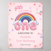 Girls Just Wanna Be One Rainbow 1st Birthday Poster (Voorkant)