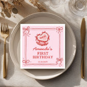 Girls Just Wanna Be One Red Pink Bow Cake Birthday Servet