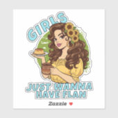 Girls Just Wanna Have Flan Funny Latina Dessert  Sticker (Vel)