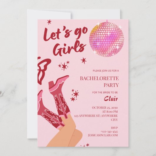 Girls Just Wanna Have Fun Pink Bachelorette Party Kaart (Voorkant)